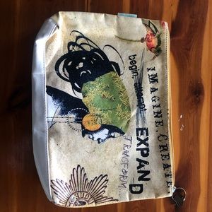 Stunning papaya Art vegan clutch